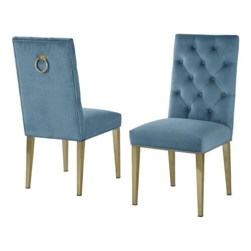 Nail Velvet Upholstered high back Design Dining Chair Armchair Metal Legs Make-Up Chair Kitchen China Furniture dinning chair
