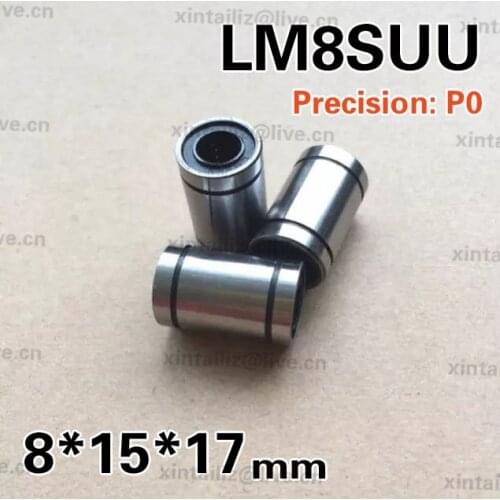 [LM8SUU-P0]Free Shipping 10pcs Gcr15 steel inner 8mm length 17mm linear bearing 3D printer linear bearing 8mm*15mm*17mm