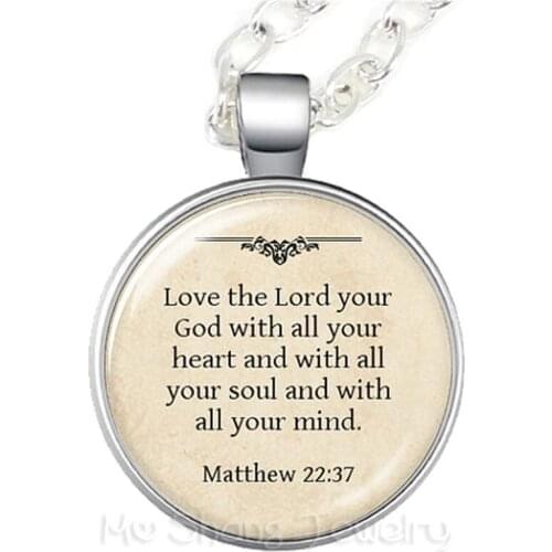 Love The Lord Your God With All Your Heart And With All Your Soul And With All Your Mind Glass Choker Necklace Gift For Friends
