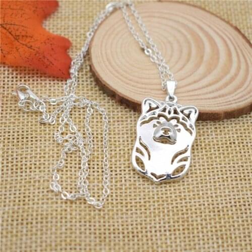 LPHZQH Fashion Hollow Cartoon Puppy Dog Metal Alloy Japanese Akita Inu Choker Pendant Necklace For Women Jewelry Gift