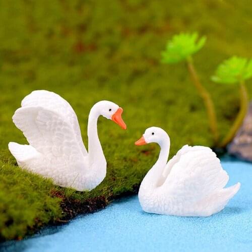 1pcs Resin Swan Miniature Figurine Fairy Garden Dollhouse Decor Micro Landscape