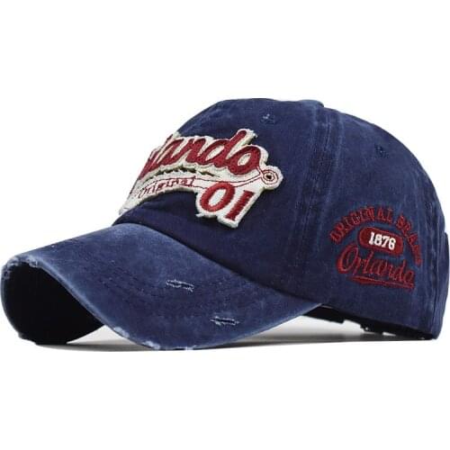 Men Denim Washed Baseball Cap Summer Orlando Letters Embroidered Visor Hat Fashion Unisex Hip Hop Caps New Adjustable Bonnets