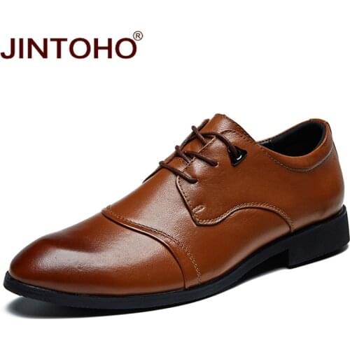 JINTOHO 2019 Brand Men Dress Formal Shoes Classic Men Leather Shoes Male Formal Leather Shoes New Men Moccasins