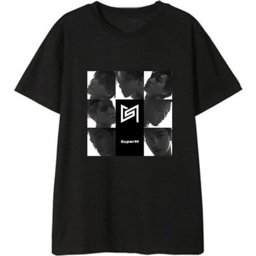 New Korean Kpop SUPERM Member Signature Shirts Hip Hop Streetwear Harajuku K-pop Clothes Tshirt T Shirt Short Sleeve Top T-shirt