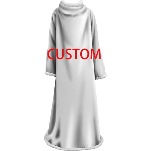 Drop ship 3D Printed Plush Customize sleeve blanket for Adults Kid Warm Wearable Fleece Personality Custom Throw Blankets bs0