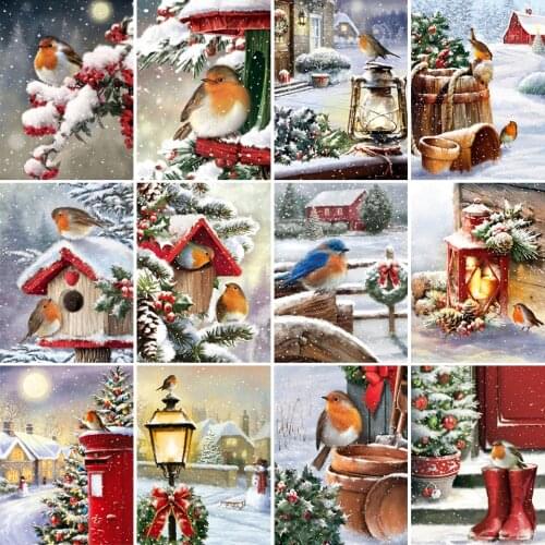 Sale 5D DIY Diamond Painting Bird Snow Tree Kit Full Drill Square Embroidery Mosaic Winter Art Picture of Rhinestones Decor Gift