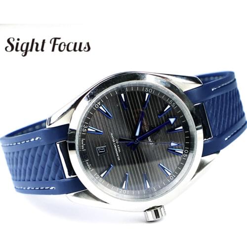 20mm Rubber Watchband for Omega Seamaster 8900 New 300 Aqua Terra AT150 Deployment Clasp Watch Strap Blue Black Bracelet Correas
