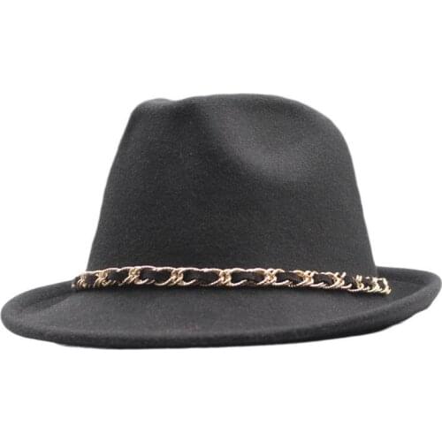 Winter Autumn Women Men Jazz Hat Solid Color Wide Brim Felt Fedora Hats With Ribbon Decorated Ladies Dress Formal Cap