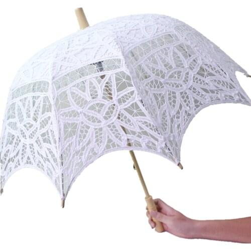 YO CHO Bride Wedding Umbrella White Lace Parasol Umbrella Party Decoration Accessories Bridal Shower Photo Prop