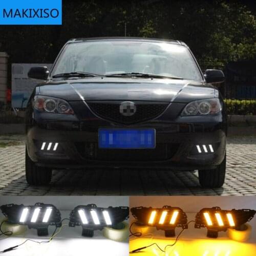 2PCS LED Daytime Running Light For Mazda 3 Axela 2006-2009 Flowing Turn Signal Relay ABS 12V DRL Fog Lamp Decoration