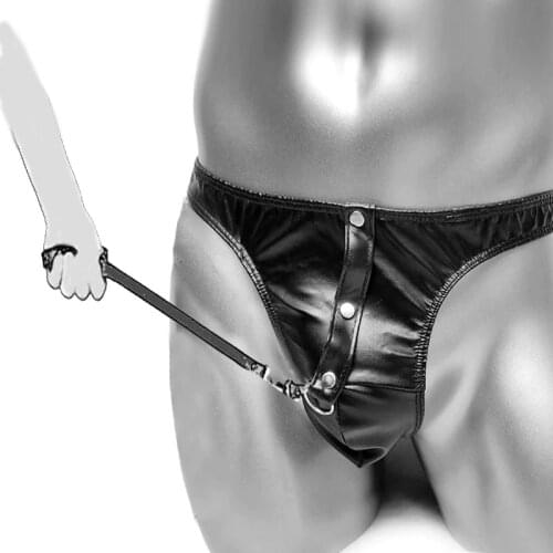 Bondage Chastity Panties, Sexy Lingerie Underwear,Leather Thong Shorts Jockstrap, BDSM Sex Toys For Men