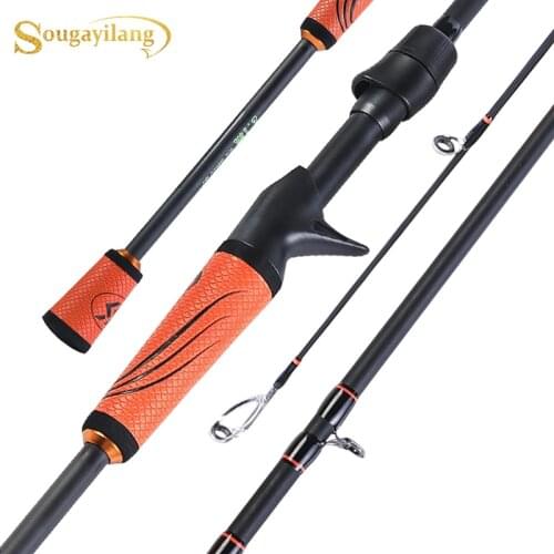 Sougayilang 1.8m/2.1m/2.4m Fishing Rod UltraLight Carbon Fiber High Quality Rubber Handle Portable 4 Sections Travel Fishing Rod