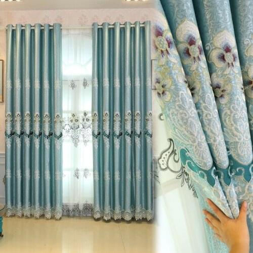 European Style Embroidered Curtains High-end with Velvet Embroidered Curtains for Living Room Bedroom Jacquard Curtains Valance