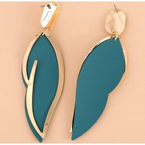 Minar Personality Black Burgundy Green Leaf Earrings for Women Gold Color Metal Enamel Leaves Long Dangle Earrings Accessories