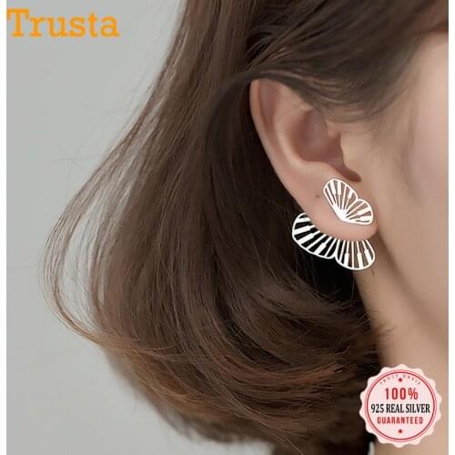 Trustdavis Real 925 Sterling Silver Insect Creative Geometric Hollow Butterfly Stud Earrings For Women Wedding Party Gift DA1719