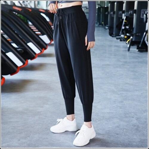 Women Casual Sport Pants Solid Running Jogger Pants Female Two Pockets Tracksuit Elastic Waist Ladies Sweatpants Baggy Trousers