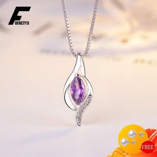 Luxury Necklace 925 Silver Jewelry with Zircon Gemstones Water Drop Shaped Pendant for Women Wedding Promise Party Accessories