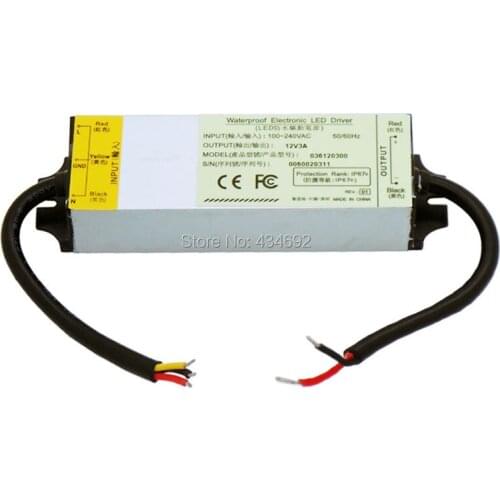 10PCS/LOT DC12V 3A 36W AC100-240V Power Supply Converter IP67 Waterproof LED Driver Outdoor Usage Free DHL Shipping