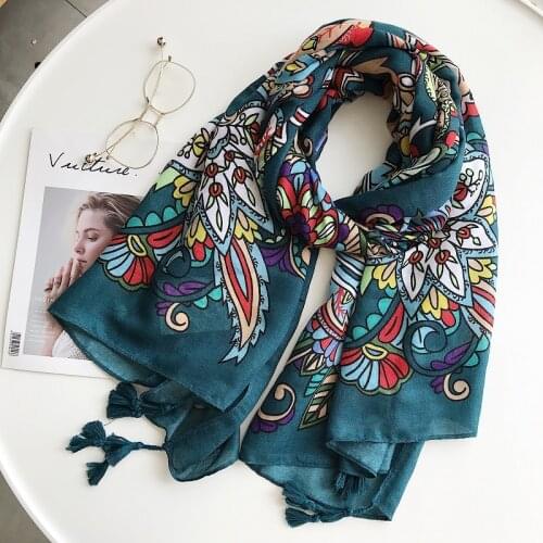 2018 Newest Women Vintage Floral Pattern Twill Cotton Scarf 10PCS/LOT