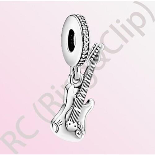 2020 New Arrival S925 Sterling Silver Beads Electric Guitar Dangle Charm fit Original Pandora Bracelets Women DIY Jewelry