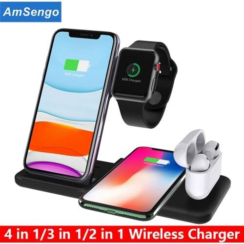 15W Fast Qi Wireless Charger Stand For iPhone 11 XS XR X 4 in 1 Wireless Charging Dock Station for Apple Watch 6 5 4 Airpods Pro