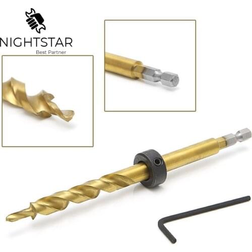 Binoax 3/8" Twist Step Drill Bit Hex Pocket Hole + Stop Collar Set for Kreg Jig Guide 9.5mm Pocket Hole Jig Drill Set