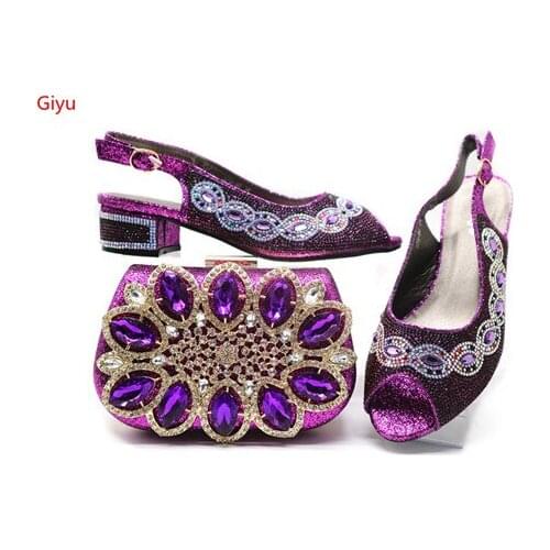 Doershow African Matching Shoes and Bag Set African Wedding Shoe and Bag set Italy Shoe and Handbag Summer Set for party!SHJ1-16