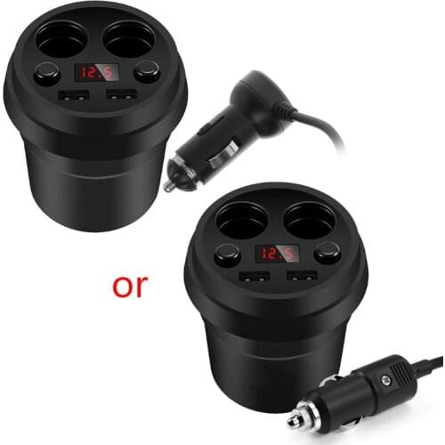 3.1A/80W Dual USB Car Charger Adapter With 2 Socket Splitter Cigarette Lighter DC 5V Built-in 10A fuse Input Voltage: 12-24V