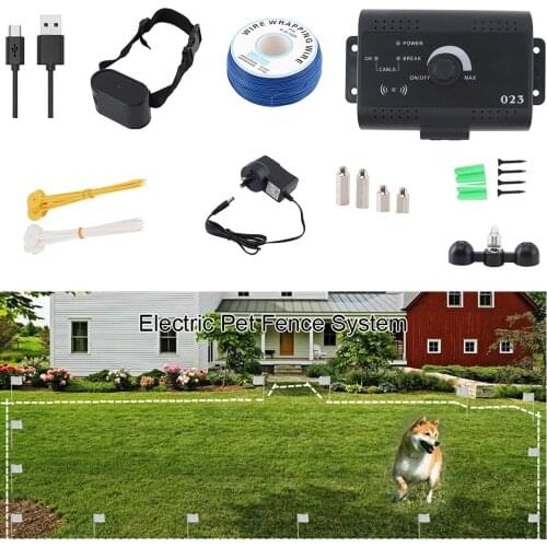 Electronic Fence System Rechargeable Pet Dog Training Shock Collar Stop Barking