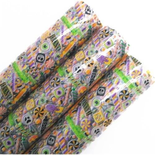 Halloween Candies Printed Jelly Leather Transparent See Through TPU Printed Sheets For Bows Earrings DIY R388D
