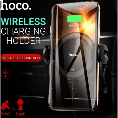 Hoco wireless charger in car phone holder 5W 7.5W 10W fast charging phone stand with QC3.0 usb fast car charger charging adapter