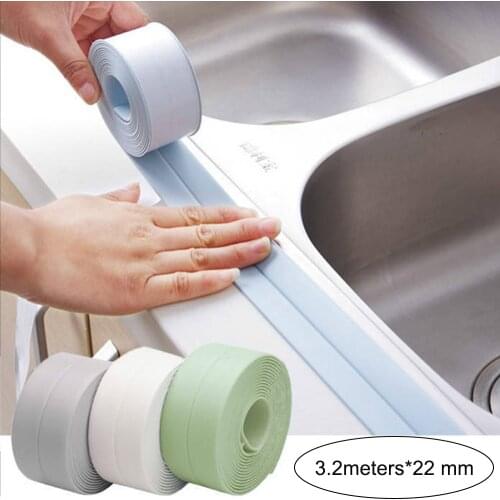 3.2m*22mm Bathroom Kitchen Shower Waterproof Mold-proof Tape Sink Bath Sealing Tape PVC Self Adhesive Wall Sticker for Bathroom