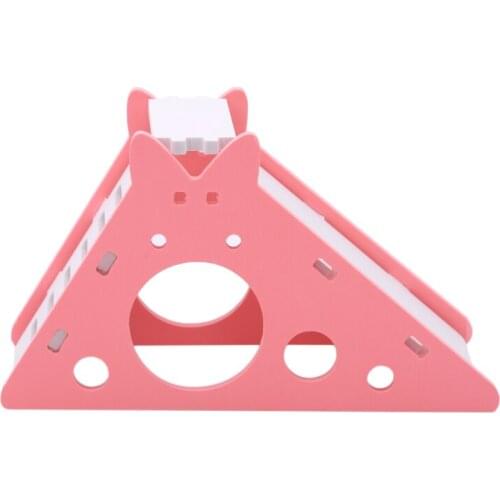 Cute Hamster Exercise Toy Hamster Hideout Wooden Hamster House With Ladder Slide For Guinea Pig Hamster Accessories Hamster Cage