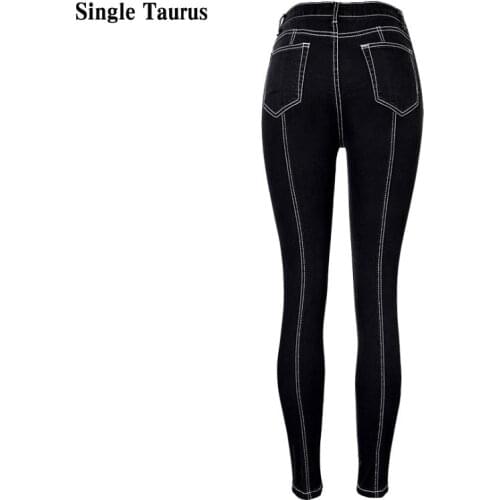 England Fashion Slim Jeans Women Pleated Spliced Denim High Waist Elasticity Skinny Pencil Pants Black Push Up Pantalon Femme