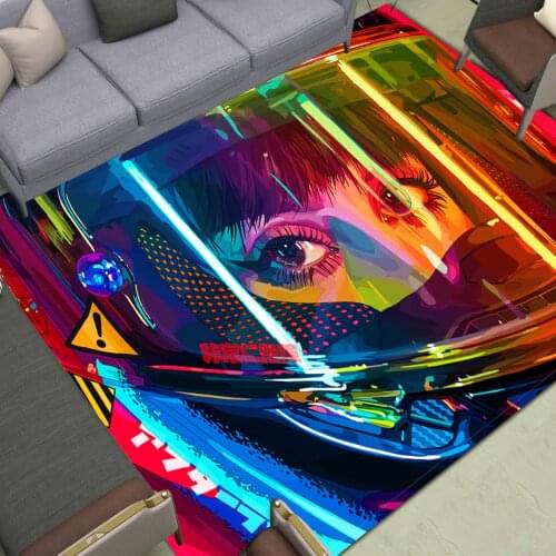 Cartoon Decoration Area Rugs Large Anime Biker Girl Floor Mat Anti Slip Print Home Living Room Bedroom Study Dormitory Carpet