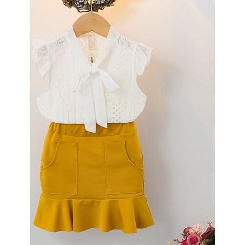 2019 Clothes New Summer Baby Girls Clothing Set Fashion Flowers Hollow Out Design Toddler Girl Tops+ Pant Girl Set