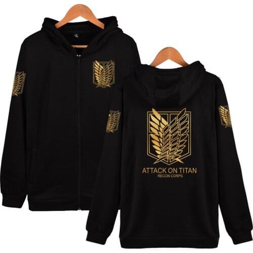 New Arrival 2017 Attack On Titan Zipper Hoodies Brand Clothing Hip Hop Hooded Sweatshirt Casual Loose Unisex Hoodie 5 Colors