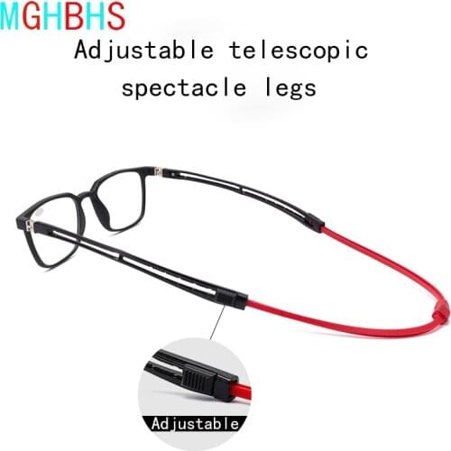 MGHBHS High-end ladies magnetic hanging neck reading glasses portable telescopic glasses leg mens diopter glasses
