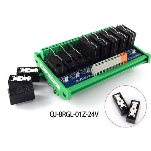 Original quality 8-way Omron relay module, single set 24V one open and one closed rail installation