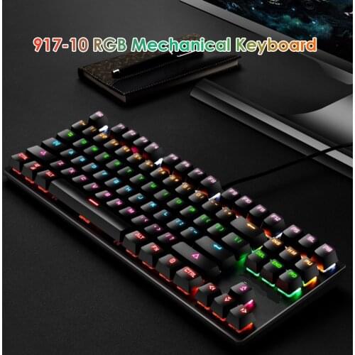 Professional Ultra-slim Mechanical Keyboard 917-10 USB Wired Blue Switch Mechanical Gaming Keyboard for Windows XP/7/8/10