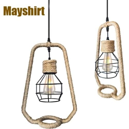 Industrial Vintage Twine Iron Living Room Pendant Lights Cafe Kitchen Lights Hanging Creative Aisle Dining Room Light Fixtures