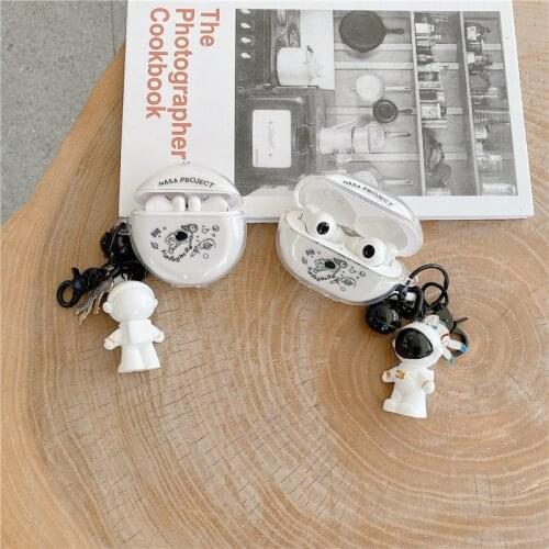 Cartoon Astronaut clear Case For HUAWEI FreeBuds Pro For HUAWEI FreeBuds 3 Wireless Bluetooth Headset Earbuds Cover With Keyring
