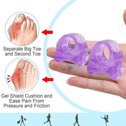2Pcs Correction Purple Transparent Thumb Outdoor Household Hiking Soft Essential Purple Silicone Toe Separator
