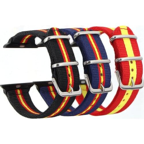 Nato Nylon Watchband for iWatch 4 3 2 1 for Apple Watch Band 38mm 40mm Watch Strap 42mm 44mm Rainbow Wrist Bracelet