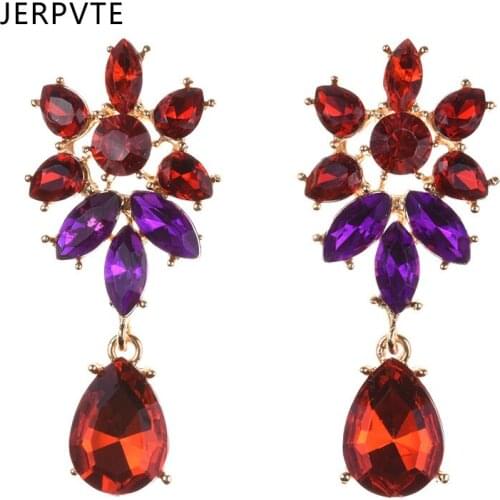 Luxury Crystal Long Drop Earring Trendy Bijoux Geometric Water Drop Charm Statement Earrings For Women Wedding Party Jewelry