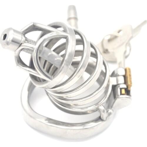 Sex Products Male Chastity Device Cock Cage with Urethral Catheter Metal Chastity Belt Penis Cage Sex Toys for Men G246B