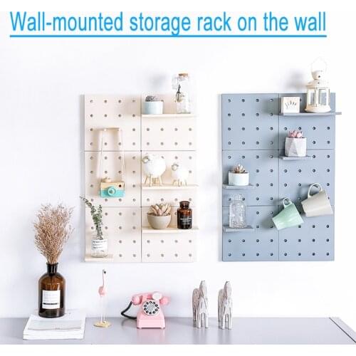 Adhesive Storage Rack with Holes 22*22cm Punch-free Wall-mounted Organizer Assemblable Display Board for Home Office @LS