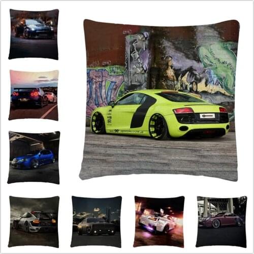 Super Cool Modified Car Pattern Linen Cushion Cover Pillow Case for Home Sofa Car Decor Pillowcase 45X45cm