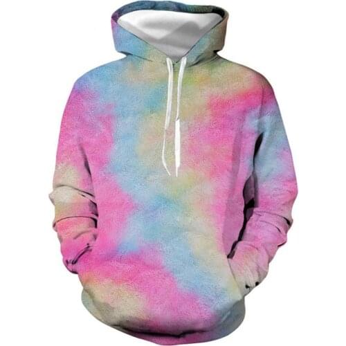 New Harajuku Tie Dye Print Hoodie Sweatshirt Women Unisex Polyester 3D Digital Print Tie Dye Long Sleeve Drawstring Loose Hoodie