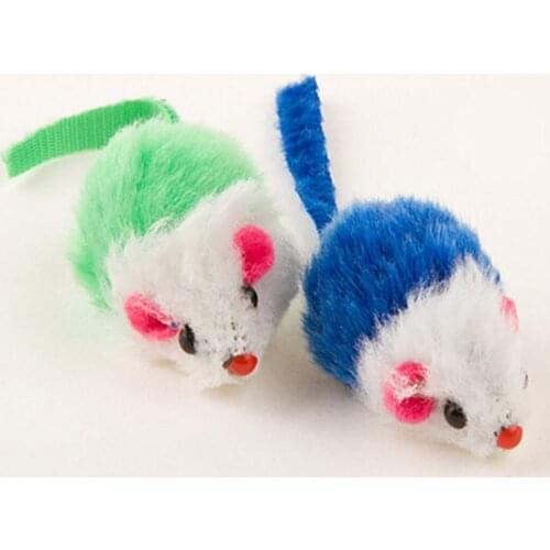 1PCS Random Color Mice Toy Creative Funny Fake Rabbit Fur Mini Pet Chase Toy Mouse Toy for Cats Cat Sound Toy Pet Supplies